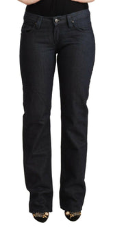 Exte Dark Blue Cotton Stretch Low Waist Straight Denim Jeans -   -  Exte.